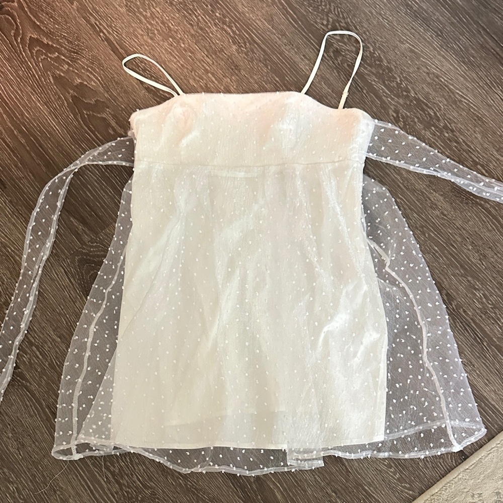 White Sheer Polka Dot Dress